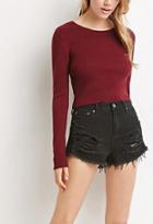 Forever21 Women's  Classic Cropped Sweater (burgundy)