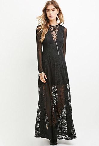 Forever21 Women's Ornate Lace Maxi Dress