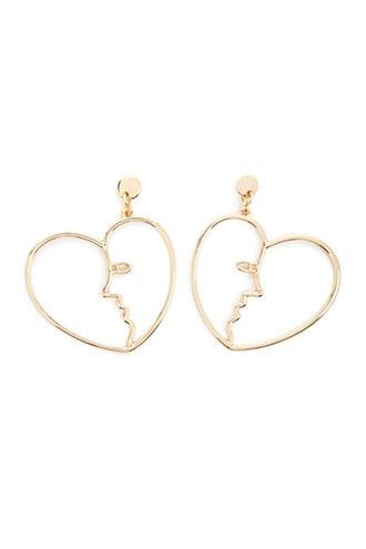 Forever21 Heart & Face Outline Earrings