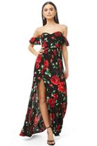 Forever21 Off-the-shoulder Rose Print Dress