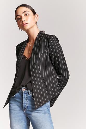 Forever21 Collarless Pinstripe Blazer