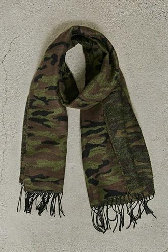 21 Men Men Fringed Camo Scarf