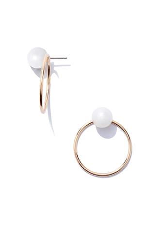 Forever21 Faux Pearl Drop-hoop Earrings