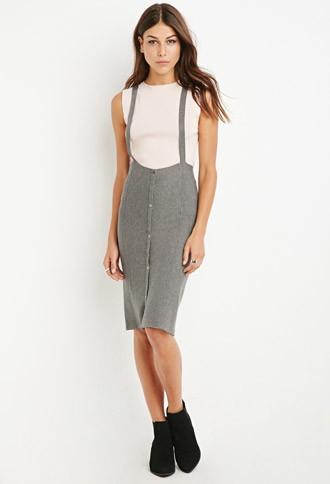 Forever21 Mock Neck Top And Overall Dress Set