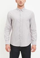 21 Men Men's  Chambray-patched Pocket Shirt (grey)