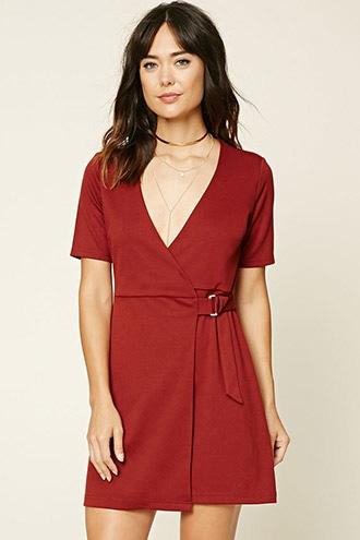 Love21 Women's  Rust Contemporary Wrap Dress