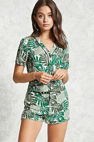 Forever21 Tropical Leaf Print Shorts