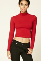 Forever21 Women's  Brick Cropped Knit Turtleneck