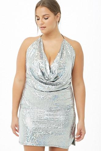 Forever21 Plus Size Iridescent Geo Halter Dress