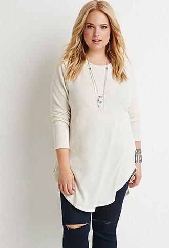 Forever21 Plus Curved-hem Heathered Tunic