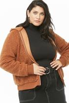 Forever21 Plus Size Hooded Faux Shearling Jacket
