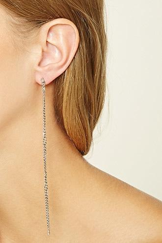 Forever21 Silver Curb Chain Duster Earrings