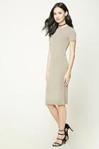 Forever21 Women's  Taupe Stretch-knit Midi Dress