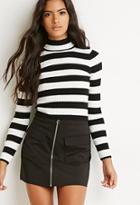 Forever21 Mock Neck Ribbed Striped Sweater
