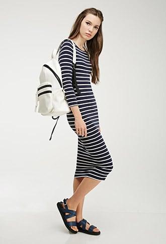 Forever21 Striped Stretch-knit Midi Dress