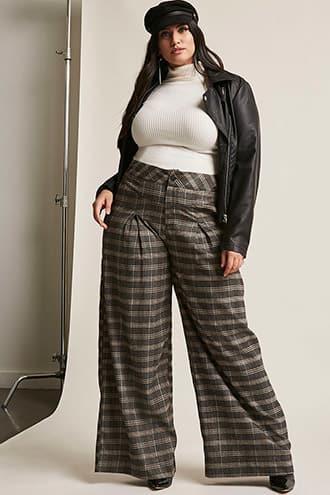 Forever21 Plus Size Plaid Wide-leg Pants