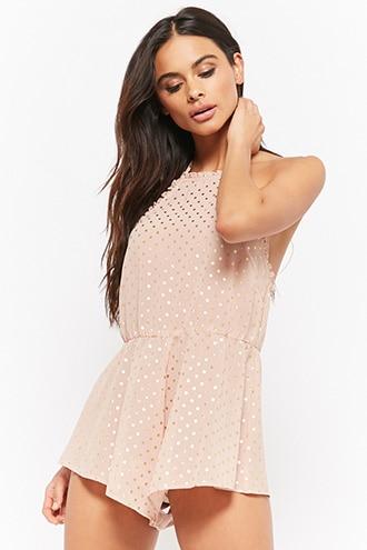 Forever21 Polka Dot Swim Cover-up Romper