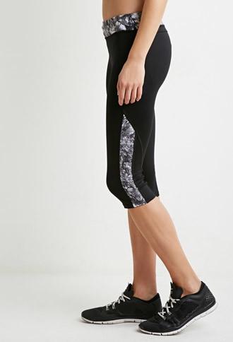 Forever21 Marble Print Performance Capri Leggings
