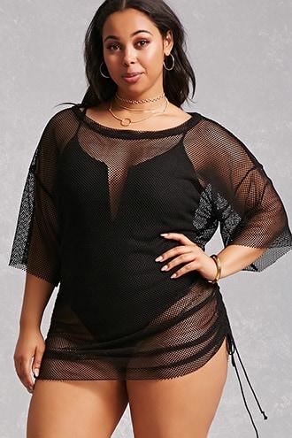 Forever21 Plus Size Drawstring Mesh Tee