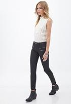 Forever21 Women's  Black Mid-rise - Zippered Skinny Jeans