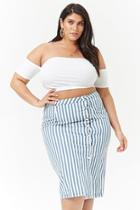 Forever21 Plus Size Striped Button-front Skirt