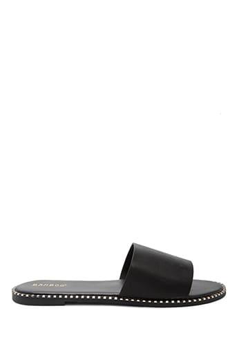 Forever21 Metallic-accent Faux Leather Slide Sandals