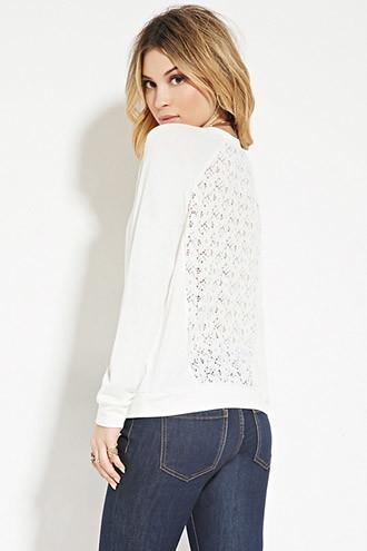 Forever21 Women's  Crochet-back Sweatshirt