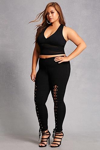 Forever21 Plus Size Lace-up Pants