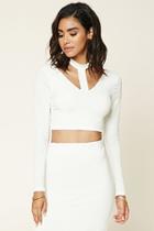 Forever21 Women's  Stretch-knit Cutout Crop Top