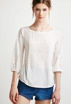 Forever21 Contemporary Eyelash Lace-trimmed Peasant Top