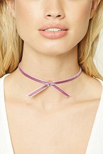 Forever21 Mauve Velvet Bow Choker