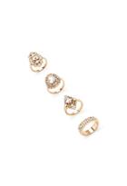 Forever21 Rhinestone Ring Set (gold/clear)