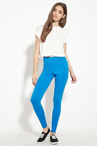 Forever21 Women's  Imperial Blue Heathered Knit Leggings