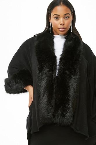 Forever21 Plus Size May Logan Faux Fur-trim Cape