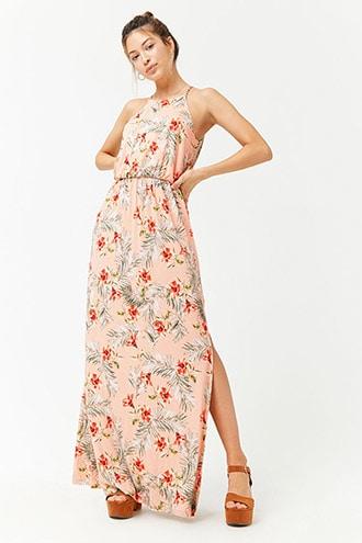 Forever21 Floral Palm Leaf Print Maxi Dress