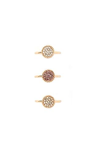 Forever21 Gold & Light Pink Rhinestone Ring Set