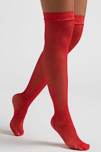 Forever21 Lace Fishnet Thigh-high Tights