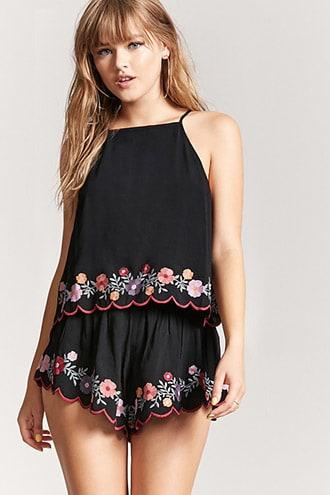 Forever21 Embroidered Scallop Shorts
