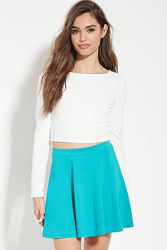 Forever21 Women's  Turquoise Mini Skater Skirt
