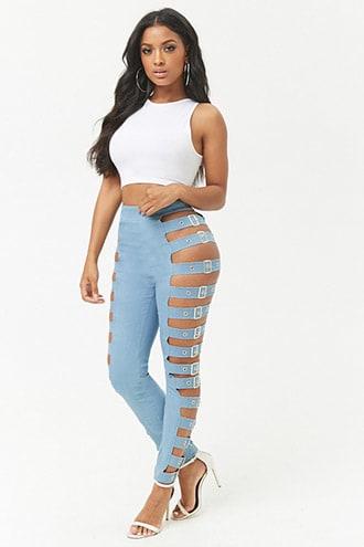 Forever21 Ladder Cutout Stretch-denim Leggings