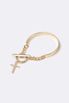 Forever21 Cross Pendant Cuff & Chain Bracelet