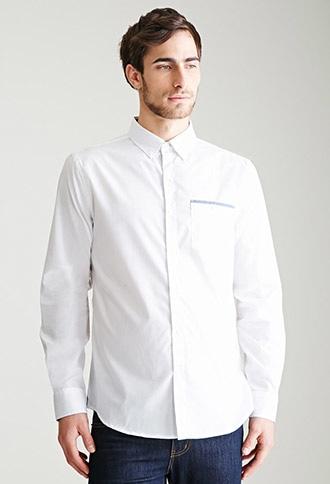 Forever21 Chambray-trimmed Shirt