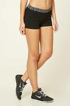Forever21 Women's  Black & White Active Stretch-knit Shorts