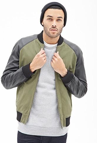 Forever21 Mixed Media Bomber Jacket