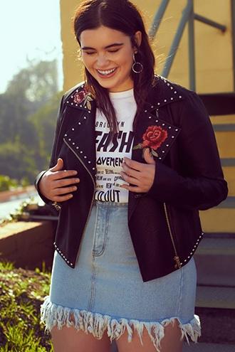 Forever21 Plus Size Floral Moto Jacket
