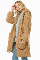 Forever21 Woven Heart Hooded Faux Shearling Jacket