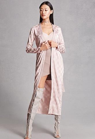 Forever21 Checkered Satin Cardigan