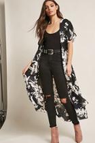 Forever21 Floral Chiffon Self-tie Cardigan