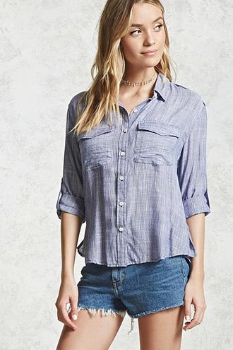 Forever21 Micro Stripe Button-down Shirt