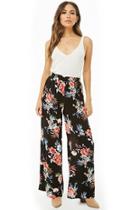 Forever21 Crinkled Floral High-waist Pants